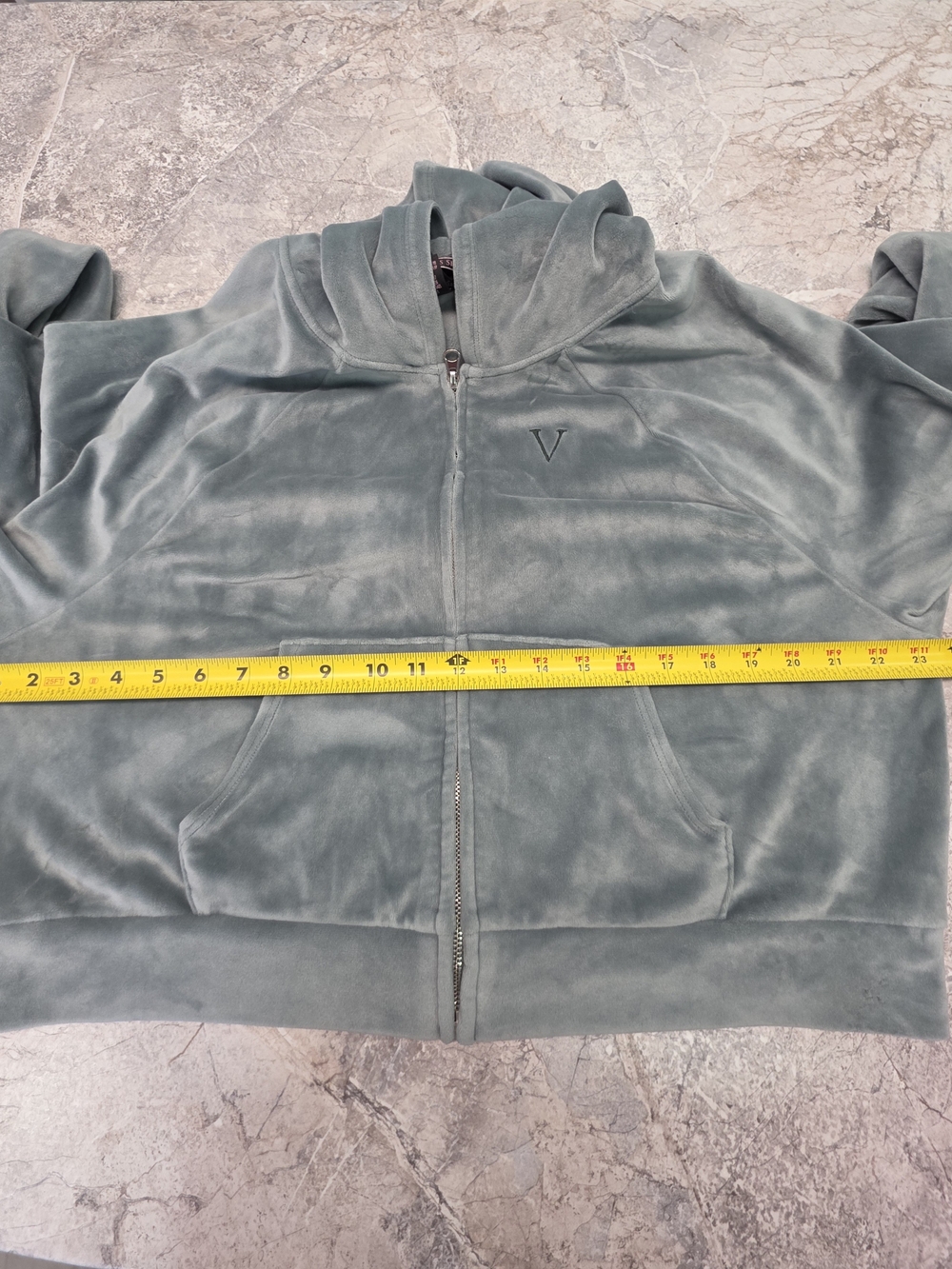 Victoria's Secret Velour Hoodie and Jogger Track Suit Set - Sage Lounge Wear - Picture 8 of 9